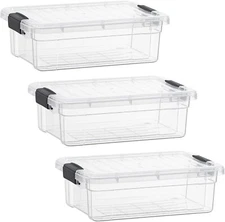 Superio Clear Storage Bins with Lids, 3 Pack- Plastic Storage Boxes - 2.3 Quart
