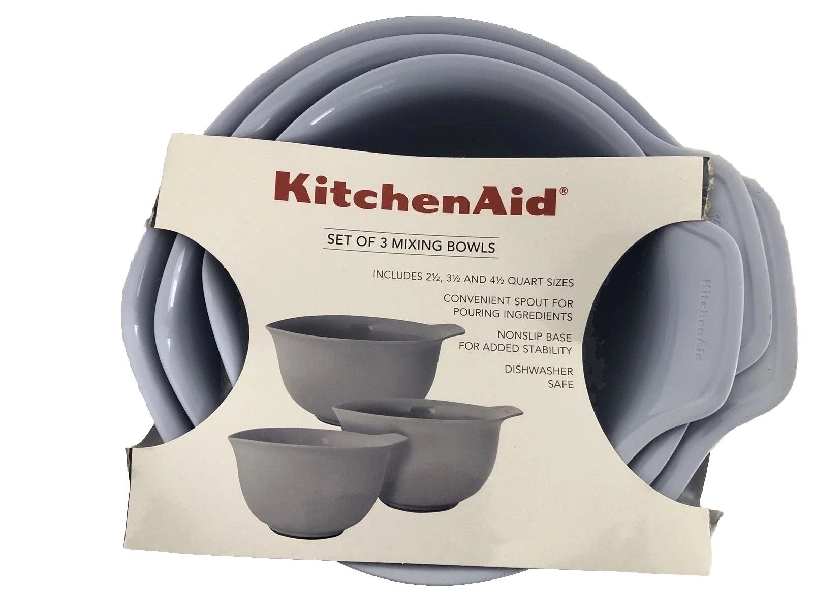 New KitchenAid Lavender Cream Lilac Purple Set of 3 Mixing Bowls SLVA
Opens in a new window or tab