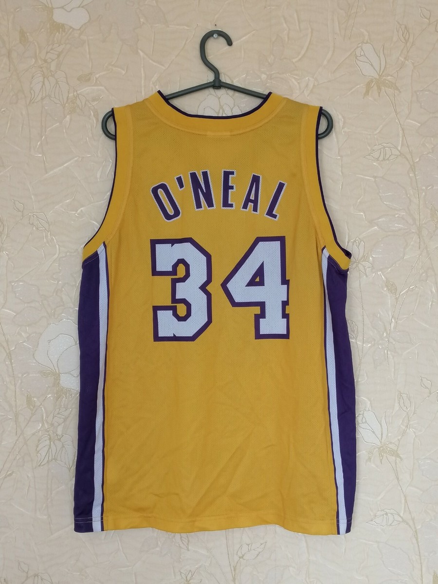 NBA LOS ANGELES LAKERS 1990's VINTAGE SHIRT JERSEY CHAMPION #34 O