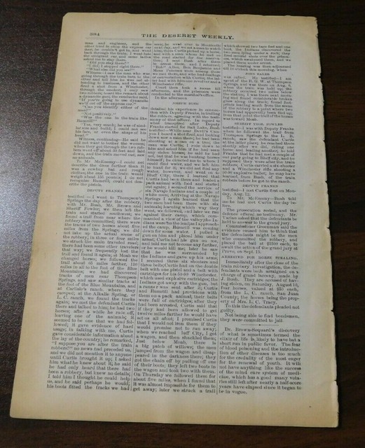 September 1889 DESERET WEEKLY Salt Lake City UTAH Newspaper Pioneer
