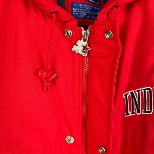 Vintage Indiana Hoosiers Jacket Mens XXL Red Starter Full Zip Hooded Puffer Coat - Picture 2 of 19