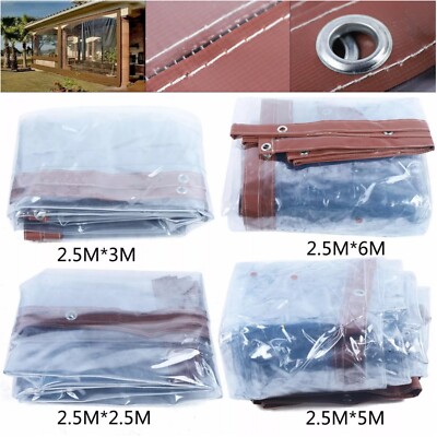 Clear Waterproof PVC Curtain Tarpaulin Durable Rain Cloth Awning Canopy 4 Sizes