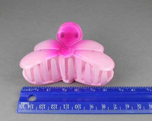 Pink hair clip flower barrette jaw claw clamp clip floral 3.25" long ombre - 第 3/11 張圖片