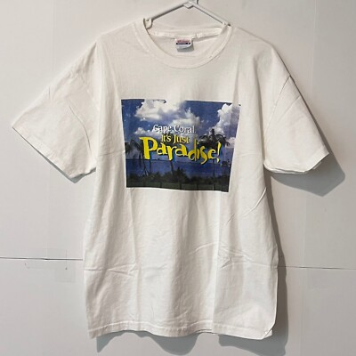 Vintage 00S Hanes Mens Comfort T-Shirt Size L White Cape Coral Pre-Shrunk