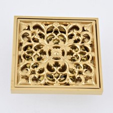 Gold Color Brass Square Floor Waste Grates Bathroom Shower Drain Floor Drain