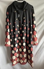 Lily By Firmiana 2xl Lined Jacket Double Button Front, No Belt Boho Polka Dot