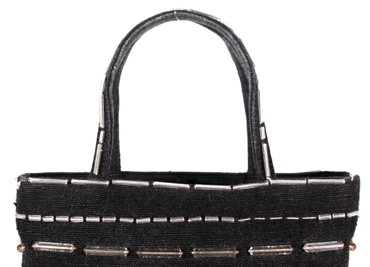 PRADA SS 1998 Vintage Black Canvas Beaded Stitch Detail Top PRADA SS 1998 Vintage Black Canvas Beaded Stitch Detail Top