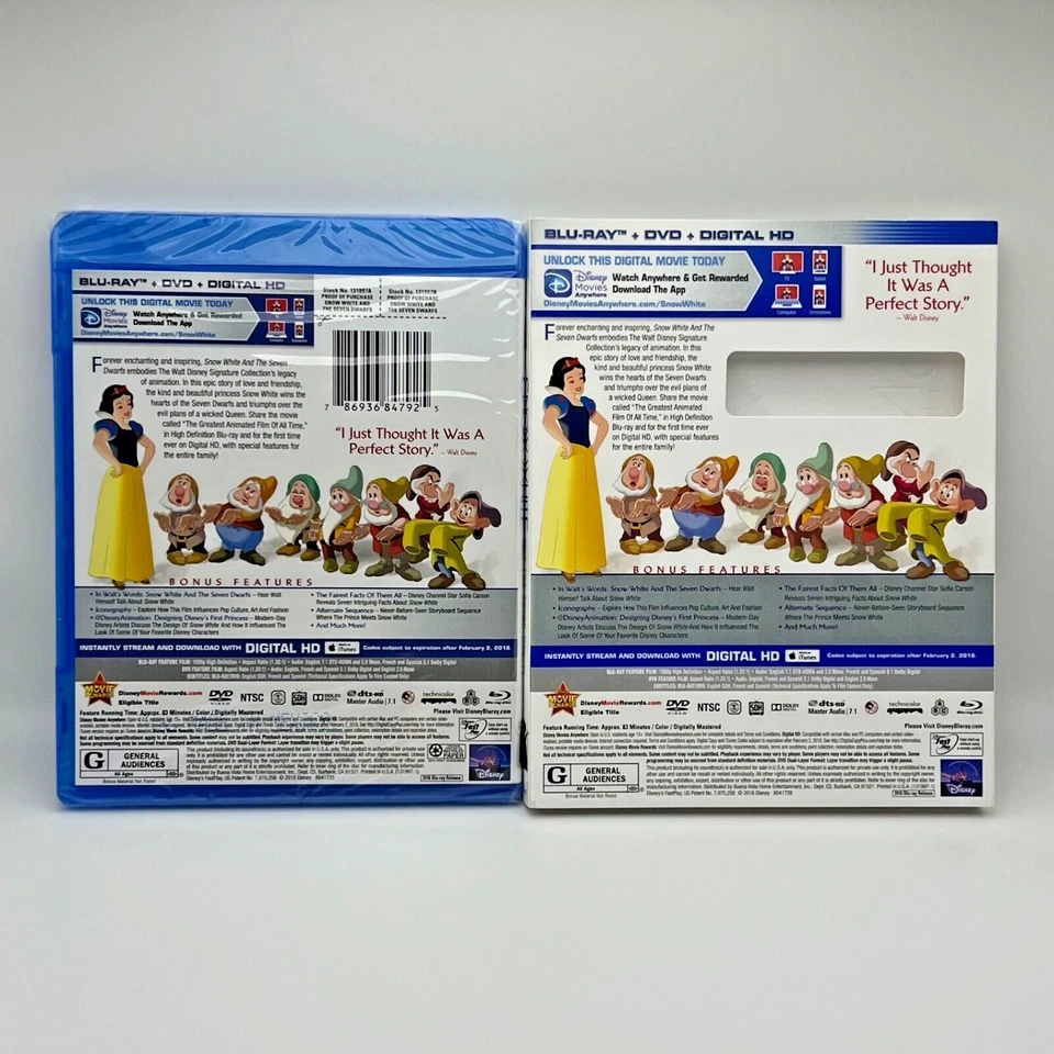 SNOW WHITE AND THE SEVEN DWARFS (1937) SIGNATURE COLLECTION BLU-RAY + DVD SEALED - Image 3 of 3