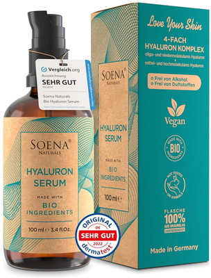 Bio Hyaluron Serum Hochdosiert - Beste Hyaluronsäure (Oligo) - 8-Fach Anti-Falte
