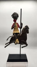 Vtg Manual FELGUEREZ Metal Mexican Folk Art Sculpture MCM GIRL ON Carousel Horse