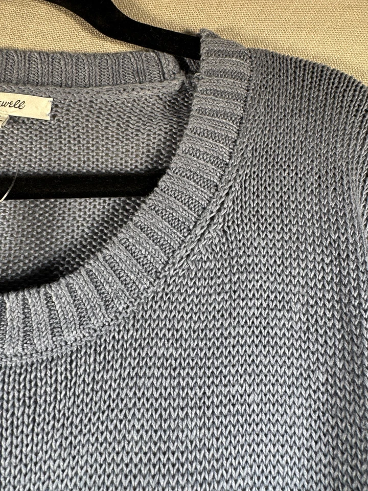 Nuevo suéter de lino Madewell para mujer talla 4X azul tejido cuadrado nuevo con etiquetas cuello redondo Foto 4 de 4