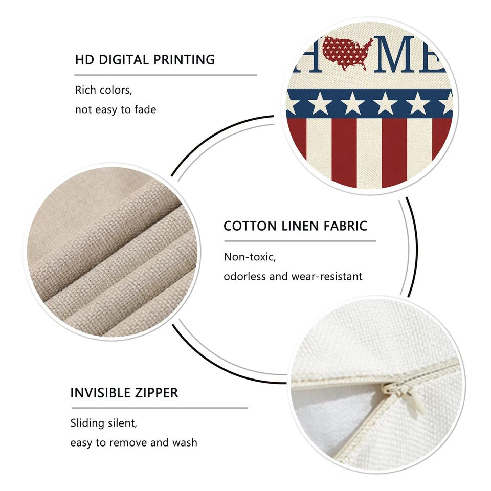 4 июля американский патриотический декоративный наволочка 18 x 18 набор из 4,... - Изображение 3 из 4