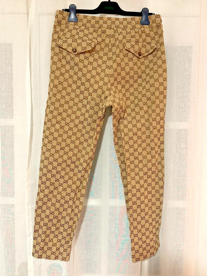 Gucci GG Marrón Lienzo Jacquard Algodón Monograma Pantalones Gucci Talla 46 Foto 3 de 4