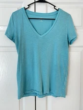 J.Crew Women’s Blue Short Sleeve 100% Slub Cotton Tee Blouse Shirt Size S