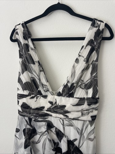 Alice + Olivia Holly MAXIKLEID HOCH NIEDRIG RÜSCHEN GEBLÜMT SCHWARZ WEISS NEU MIT ETIKETT $ 795 UVP - Bild 7 von 16