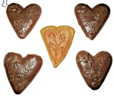 DIY-LOT 5 BEESWAX "BE MY VALENTINES" Primitive HEART BOWL FILLERS~Ornies-Gifts?