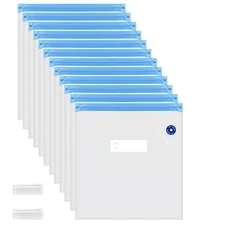 9 In. X 13 In. Set of 12 Reusable Airtight and Resealable Food Storage Bags, Com