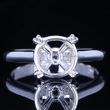 925 Sterling Silver 9mm Round Semi Mount Ring Solitaire Double Prong Setting Rin