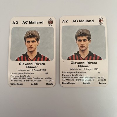1968 Quartets Europa Pokal European Cup trade card GIANNI RIVERA AC Milan 2x