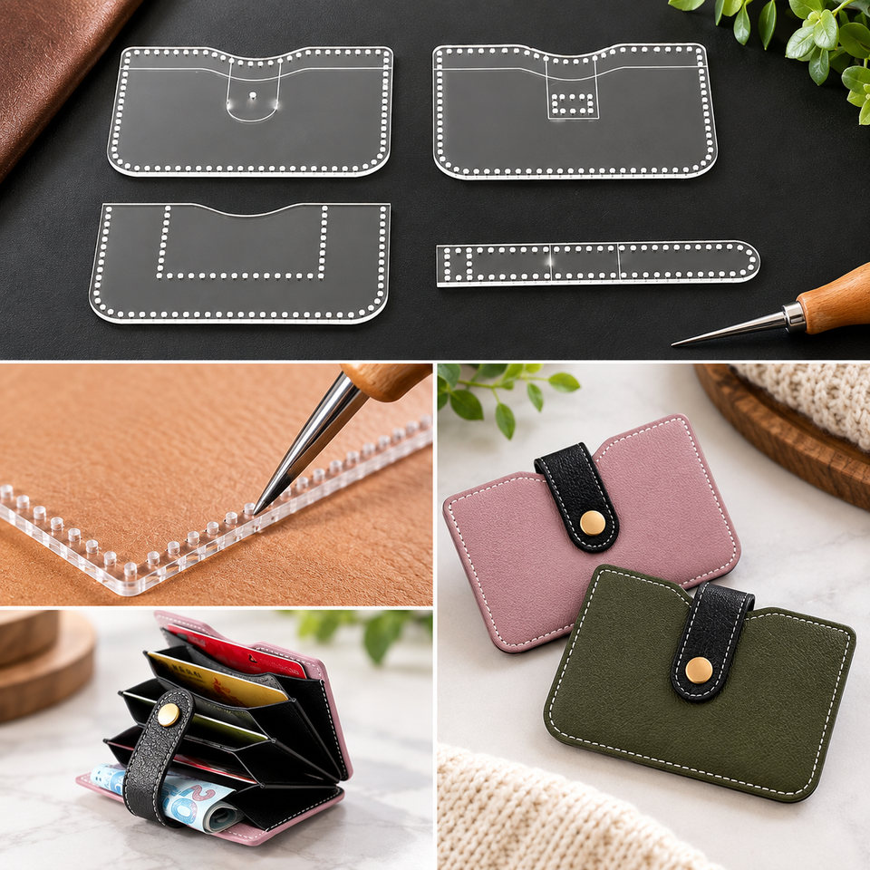 Acrylic Leather Card Wallet Template 4pc DIY Sewing Pattern ...
