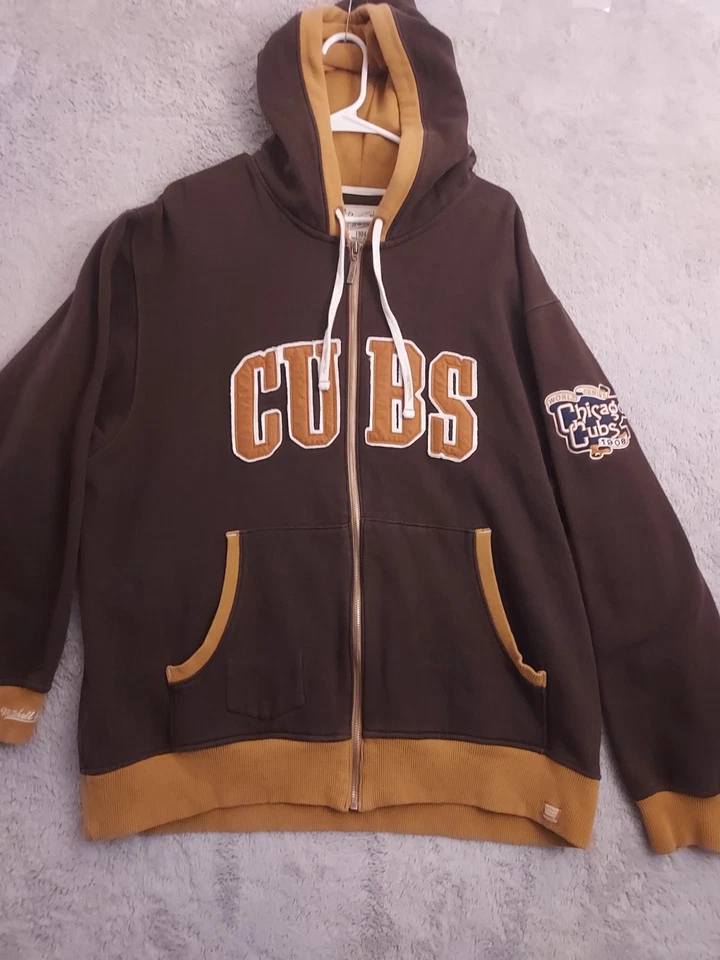 Chicago Cubs Sudadera con Capucha Para Hombres Extra Grande Mitchell Ness Cremallera Completa Chaqueta Polar MLB Foto 2 de 4