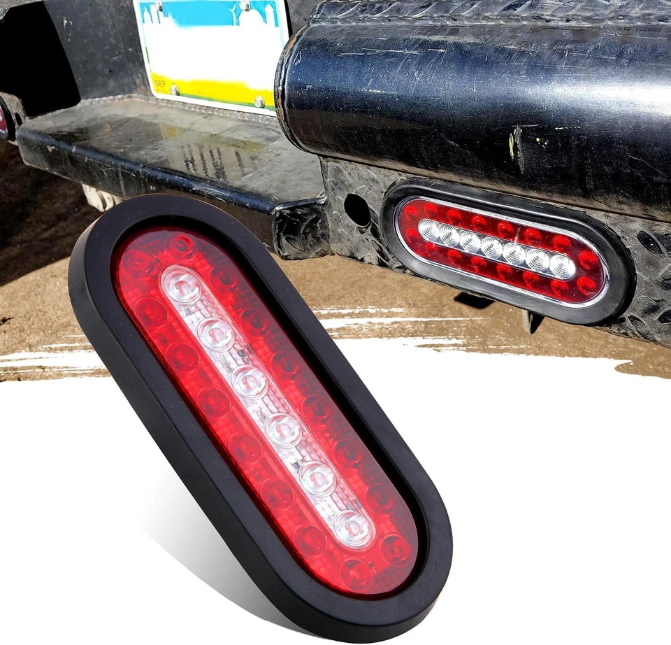Luces traseras LED ovaladas para remolque de 6 pulgadas 4 piezas con reversa de respaldo roja/blanca Foto 2 de 4