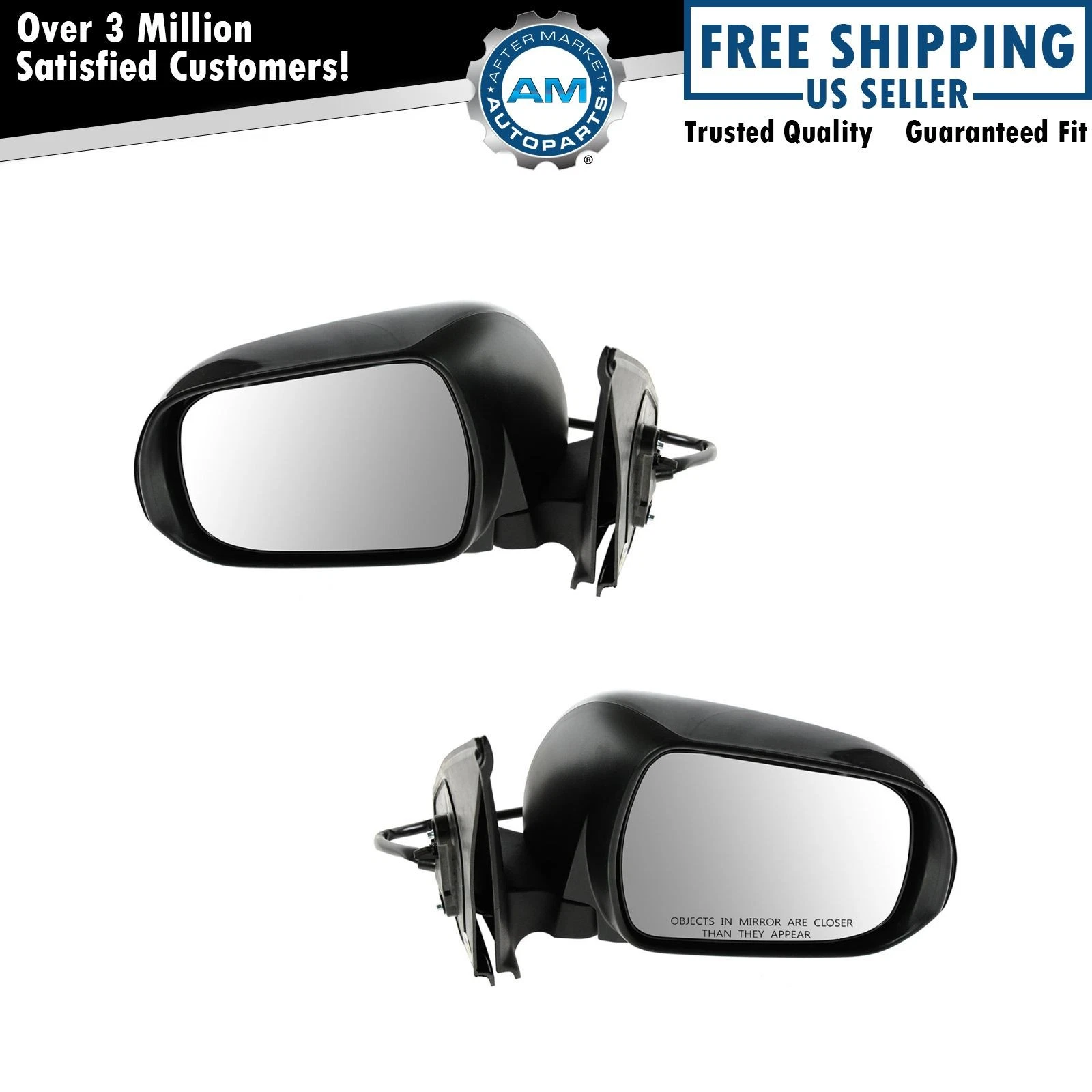 TRQ Mirror Power Turn Signal Black Pair Set for 12-15 Toyota Tacoma NEW