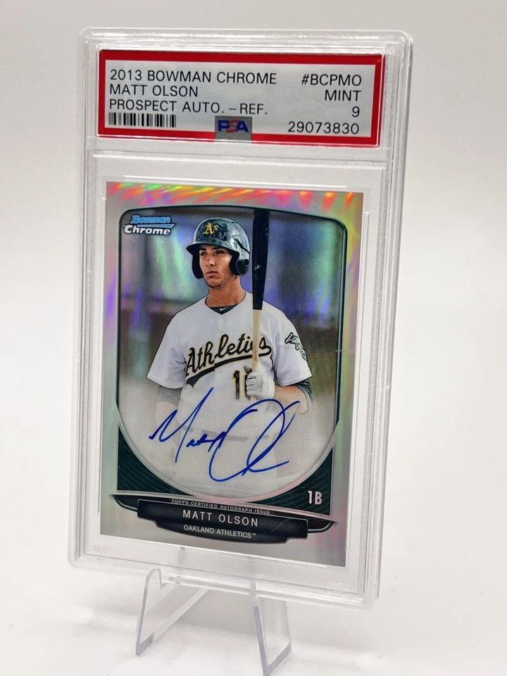 Bowman Chrome Matt Olson Prospect 2013 refractor automático/500 PSA 9 #BCPMO Foto 4 de 4