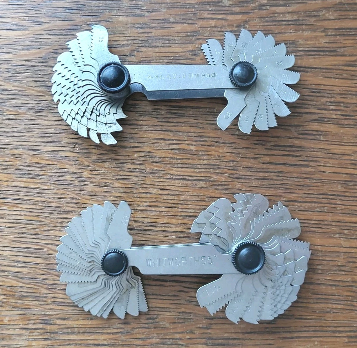 (2) Vintage Screw Pitch Gages- Helios & Metrisch 60°/Whitworth 55°