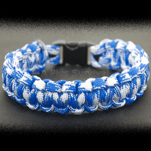 Rocky Mountain Blue & White Camo Paracord Survival Bracelet - Made in the USA - Imagen 1 de 2