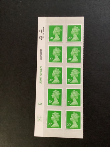 20p Maschine. Hellgrün. Zylinderblock D2. Phos 1. (Notizblattposition).