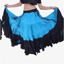 Turquoise Tide: Women's 25 Yard Cotton Skirt with a Dazzlin