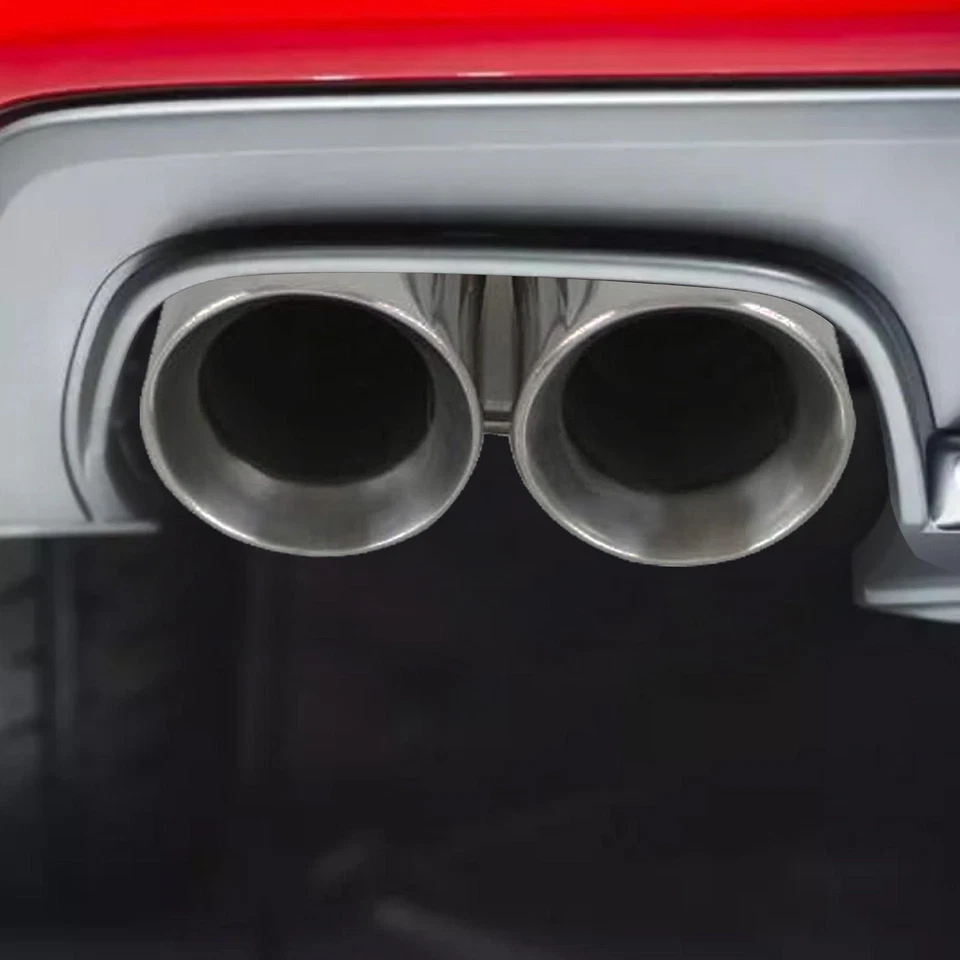 DUAL DOUBLE-WALL SLANT TIP MUFFLER OVAL SPUN-LOCK TANK FOR MITSUBISHI POLISHED - Image 3 of 4