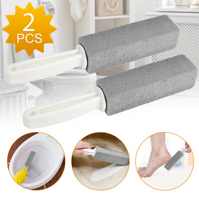2 Pcs Pumice Stone Cleaning Heavy Duty Handle Toilet Scouring Stain Remover Tool