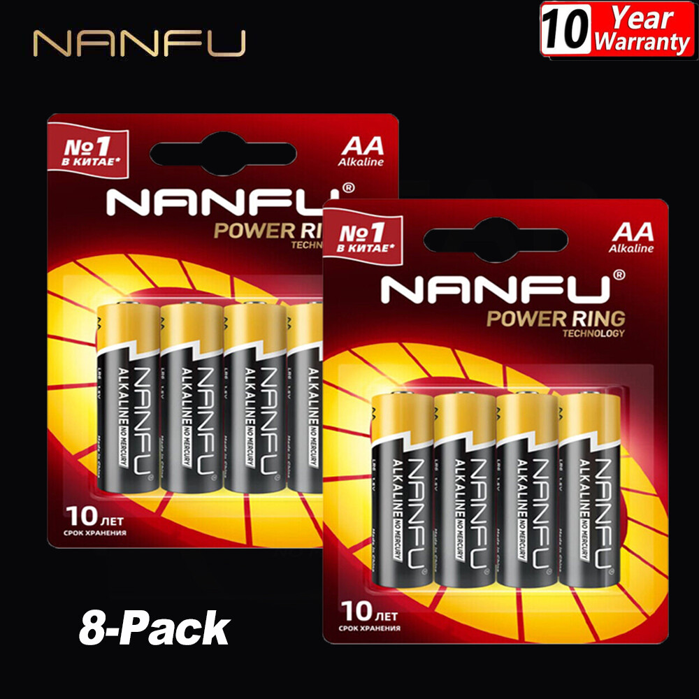 NANFU AA Batteries, Super Alkaline AA Battery, 8-Count 8PACKS FREE SHIPPING NEW-image