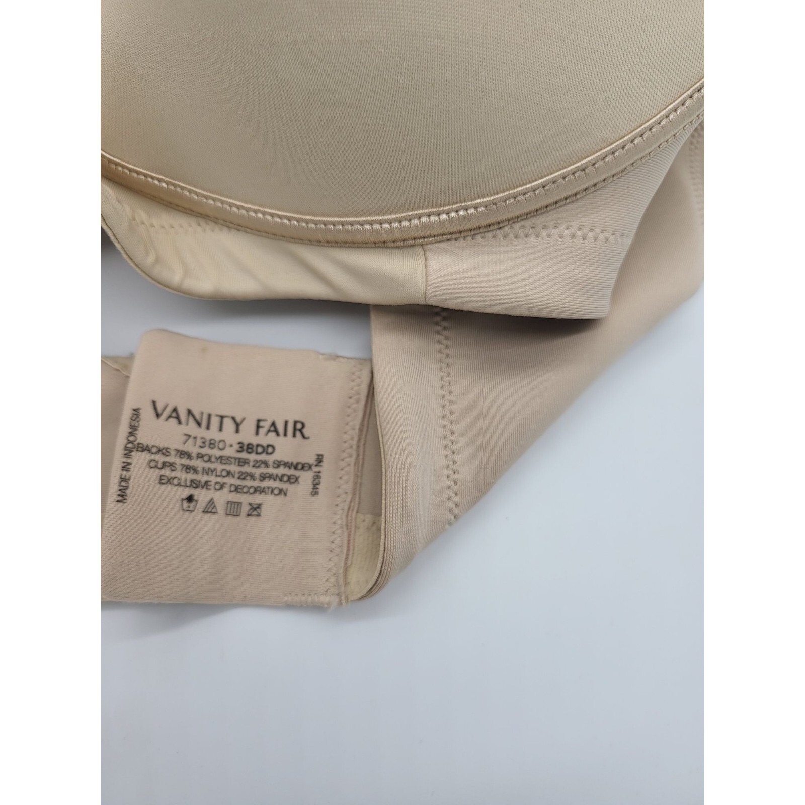 Vanity Fair Wireless Bra 38DD Womens Lightly Padded Tan Adjustable