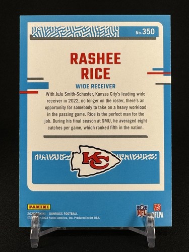 2023 Donruss Rated Rookie Rashee Rice Red Press Proof #350 Kansas City Chiefs - Picture 2 of 2