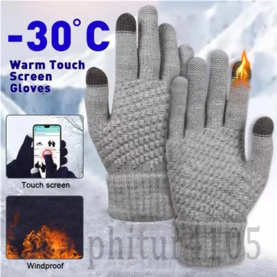 Womens Ladies Winter Gloves Touch Screen Thermal Soft Warm Fleece Lined Knitted