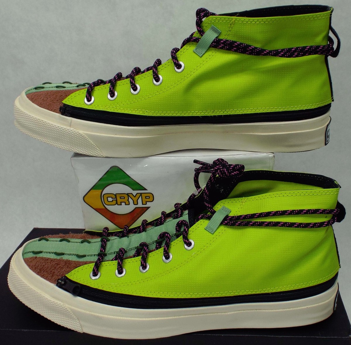 New Mens 11 Converse Deck Star Mid Zip Lime Shoes MSRP $110