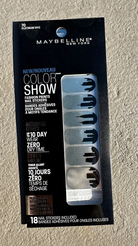 COMPRA 2 OBTÉN 1 GRATIS (agrega los 3) Maybelline Color Show Moda Impresiones Pegatinas para Uñas Foto 3 de 4