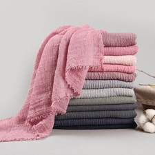 Women's Cotton Blend Viscose Crinkle Hijab Scarf Scarves Muslim Shawls and Wraps