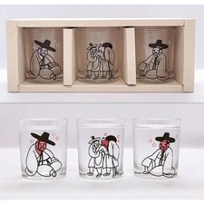 Korean Traditional Drunken Classical Scholar Shot Glass 3pcs Color-Changing Soju