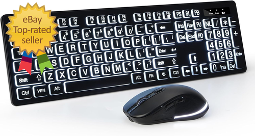 Clavier et souris sans fil - Clavier sans fil grand impression, clé pleine grandeur 2,4G - Photo 10/12