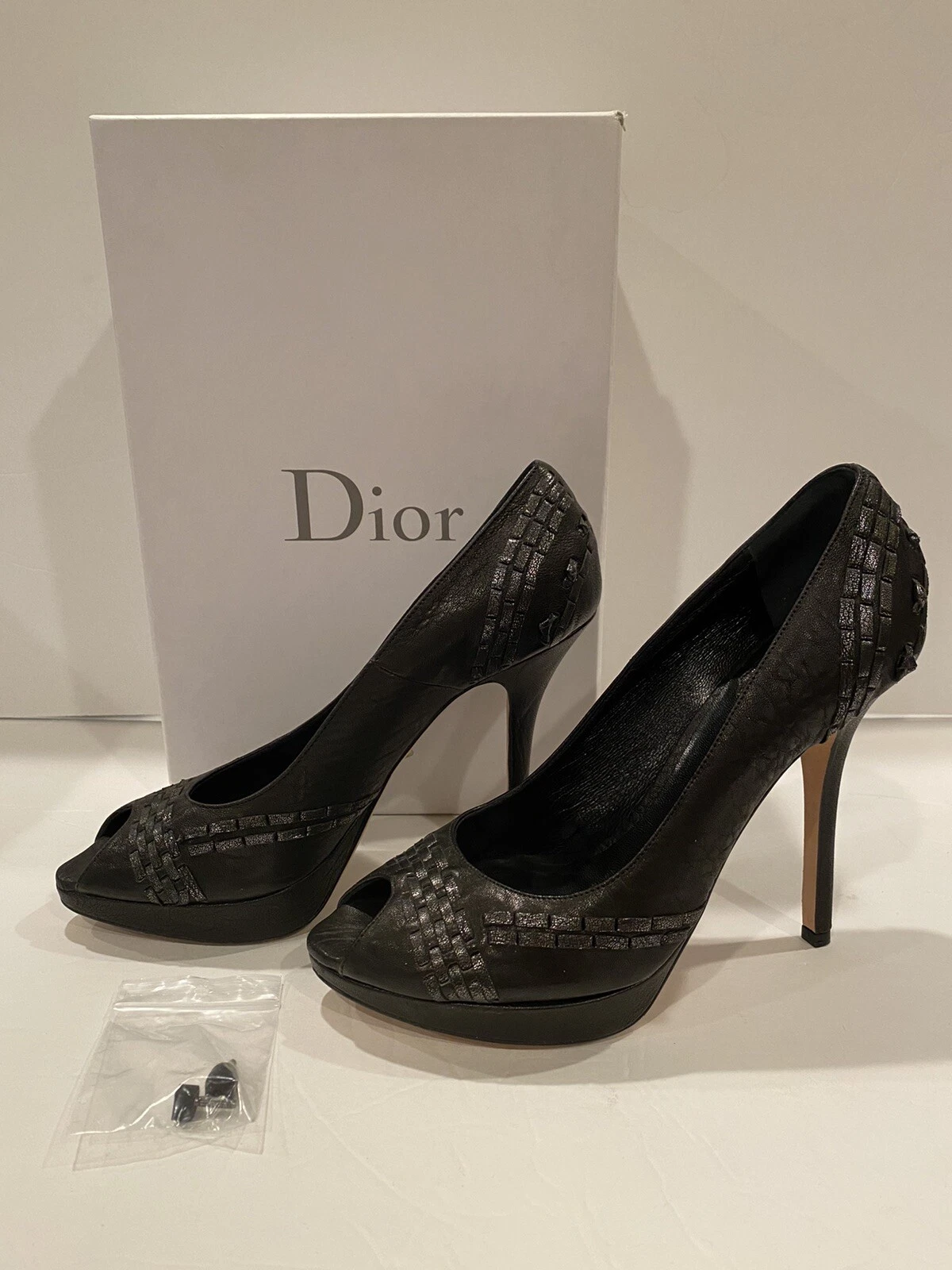 Escarpins en cuir Christian Dior Miss Dior sandales talons ouverts noir 38/7,5