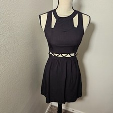 H&M Divided Women's Cut Out Black Pencil Dress Size 2 Sleeveless Zipper Back