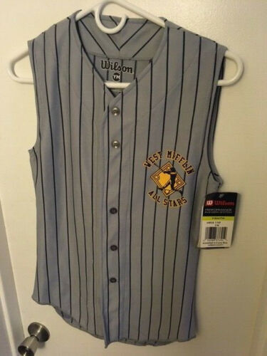 Maillot De Baseball Vintage Wilson Taille L Gris Cousu - Fabriqué Aux USA