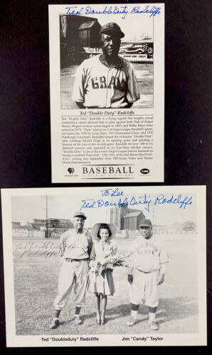 Ted Double Duty Radcliff Negro League Lot of 2 Signed Auto 8x10 Photo Autograph