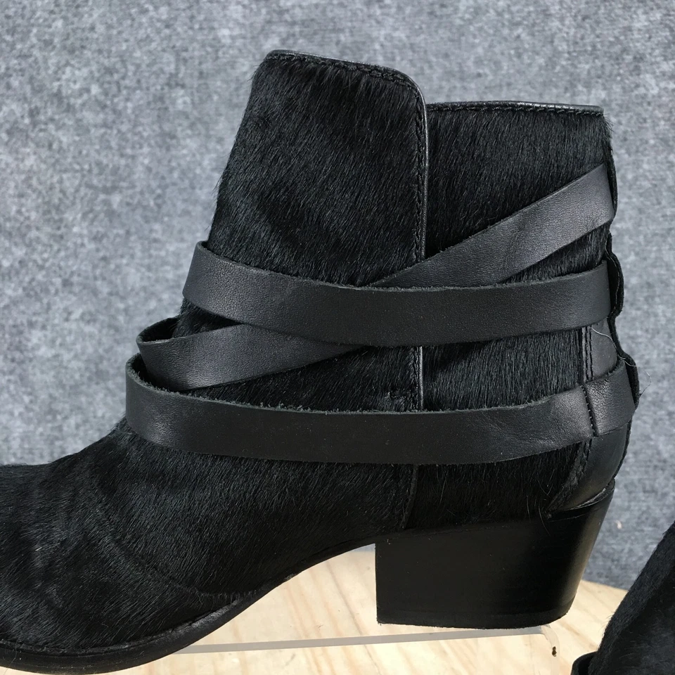 Botas Matiko Femininas 6 Casuais Tira de Fivela Tornozelo Botinha Salto de Pele Preta - Imagem 4 de 4