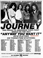 1980 Journey "Any Way You Want It" Song  Release Reproduction Promo Ad