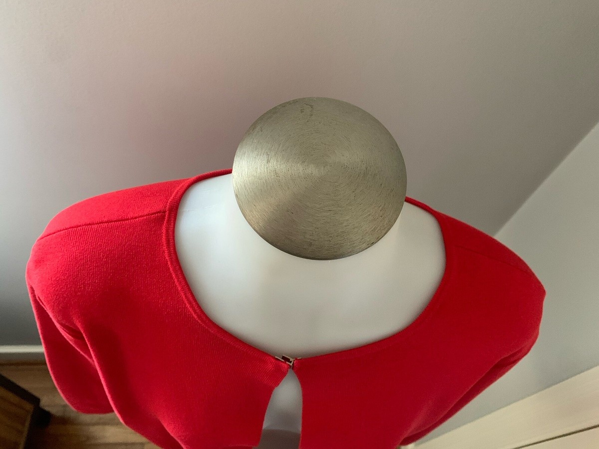 Women's Ted Baker Red Scallop Edge Detail Cardigan Round Neck Long